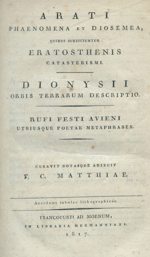 Aratus Solensis - Phaenomena et diosemea. 1817.