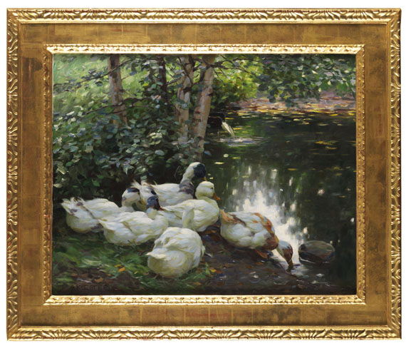 Alexander Koester - Sechs Enten am Teichufer - Autre image