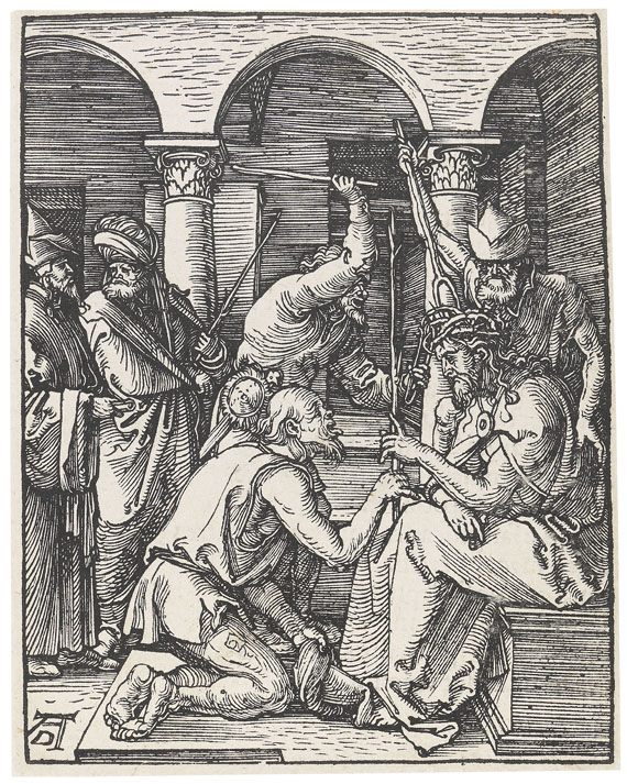 Albrecht Dürer - 4 Bll.: Geburt Christi. Christus vor Herodes. Die Dornenkrönung. Die Kreuztragung (aus der kleinen Holzschnittpassion) - Autre image