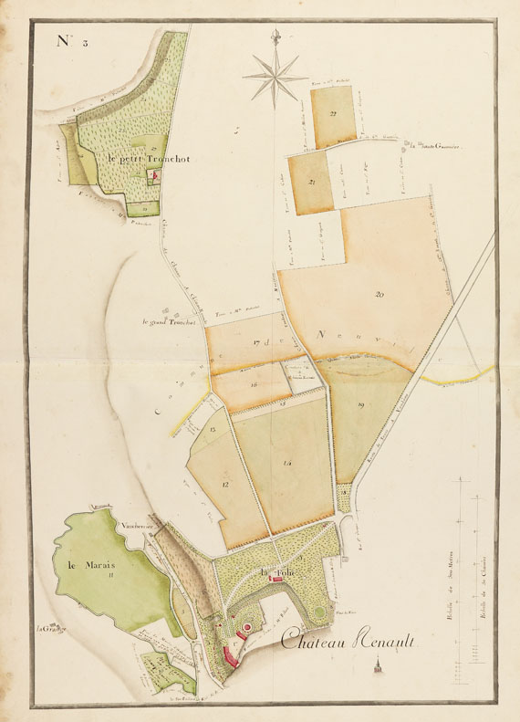  Manuskriptatlas - Atlas Chateau Renault Domaines. Manuskriptatlas. 1814