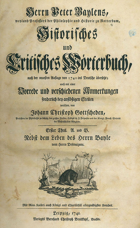 Pierre Bayle - Historisches und Critisches Wörterbuch. 1741-43. 2 Bde.