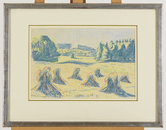 Hermann Max Pechstein - Blaue Kornpuppen auf einer Waldwiese - Image du cadre
