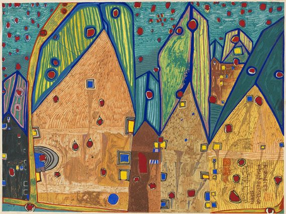 Friedensreich Hundertwasser - Häuser im Blutregen