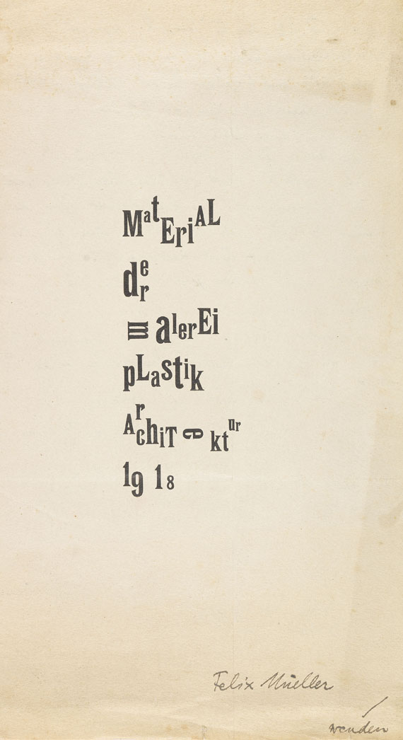 Raoul Hausmann - Material d. Malerei, Plastik, Architektur. Club Dada 3. Mit eigh. Schreiben. 1918. - Autre image