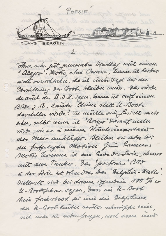 Claus Bergen - 3 eigh. Briefe. 1933-42. - Autre image