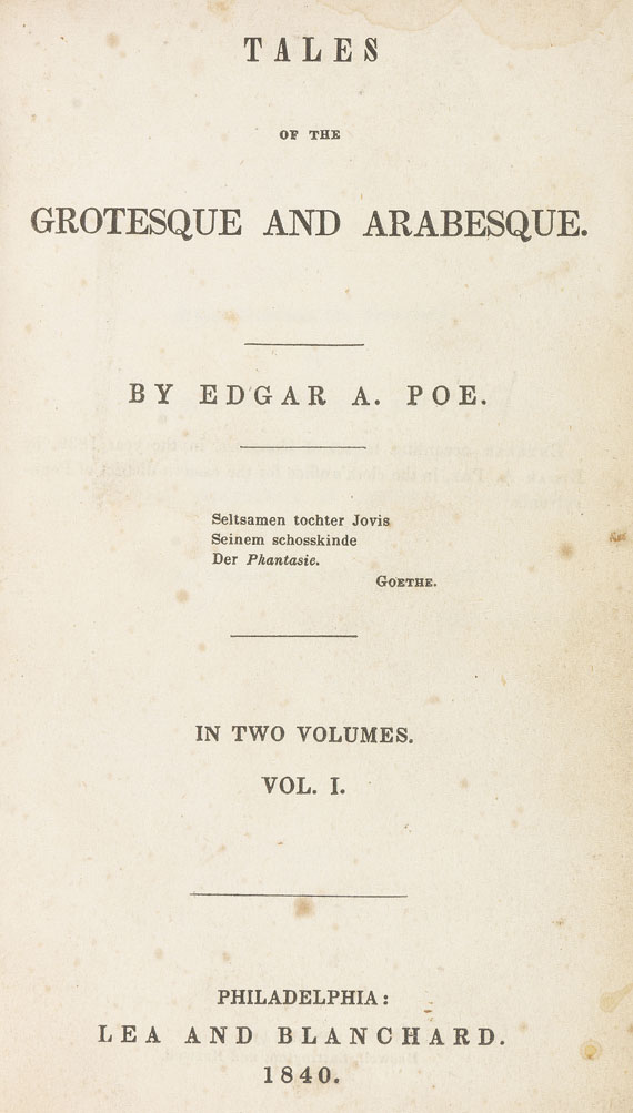 Edgar Allen Poe - Tales of the grotesque and arabesque. 1840. - Autre image