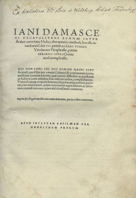 Serapion d. Ä. - Therapeutice methodi. 1543.