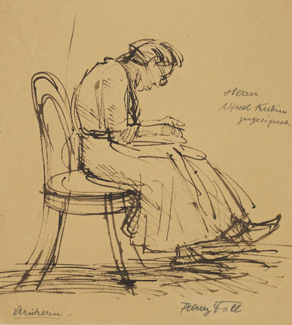 Alfred Kubin - 3 Mappen: ca. 500 Zeichnungen und Druckgrafiken div. Künstler. Tlw. gewidmet an Kubin. Ca. 1910-60. - Autre image