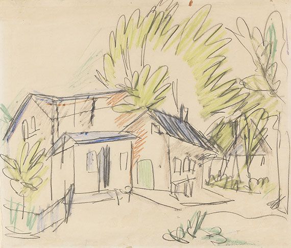 Ernst Ludwig Kirchner - Häusergruppe vor Bäumen