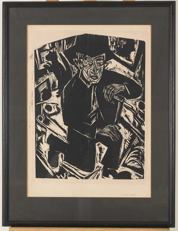 Ernst Ludwig Kirchner - Sitzender junger Bauer - Image du cadre
