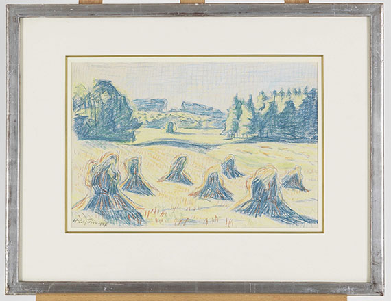 Hermann Max Pechstein - Blaue Kornpuppen auf einer Waldwiese - Image du cadre