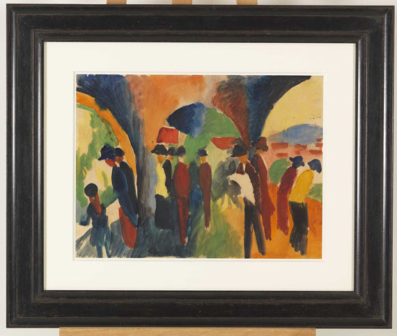 August Macke - Unter den Lauben von Thun (Ein Spaziergängermotiv) - Image du cadre