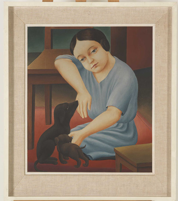 Georg Schrimpf - Mädchen mit Hunden - Image du cadre
