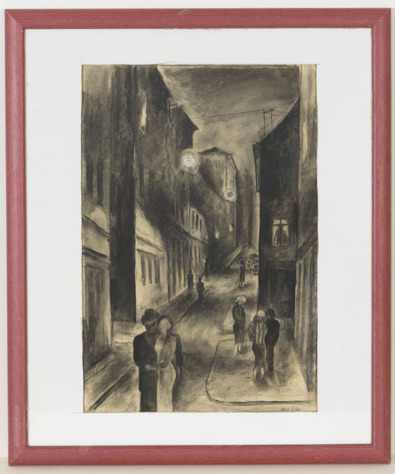 Albert Birkle - Nächtliche Straßenszene in Stettin - Image du cadre