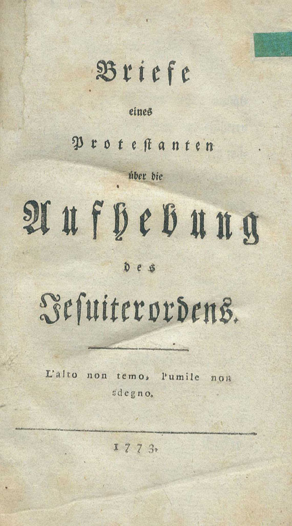   - Aufhebung des Jesuiterordens. 1773