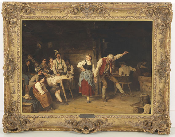Franz von Defregger - Großvaters Tanzunterricht - Image du cadre