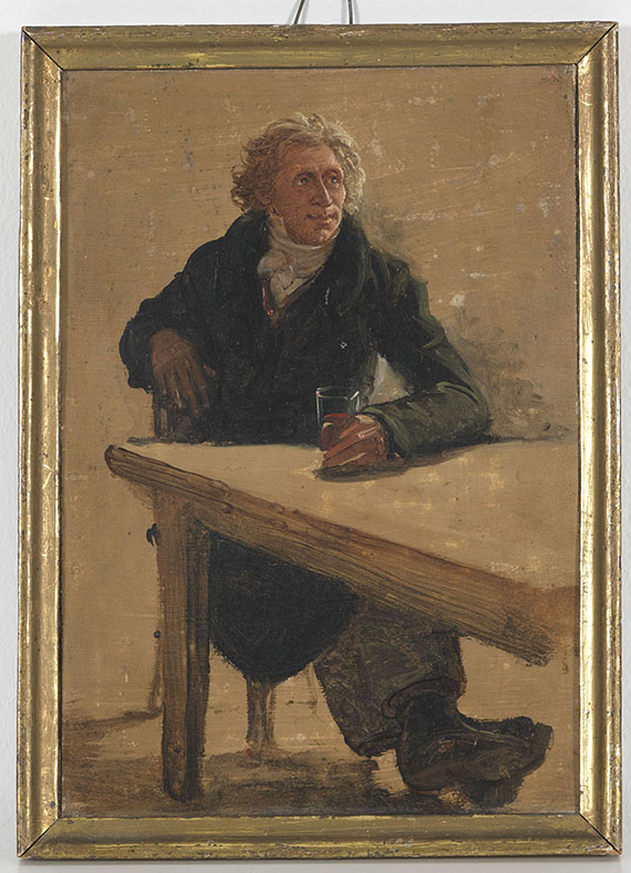  Deutschland - Weintrinkender Mann am Tisch sitzend - Image du cadre