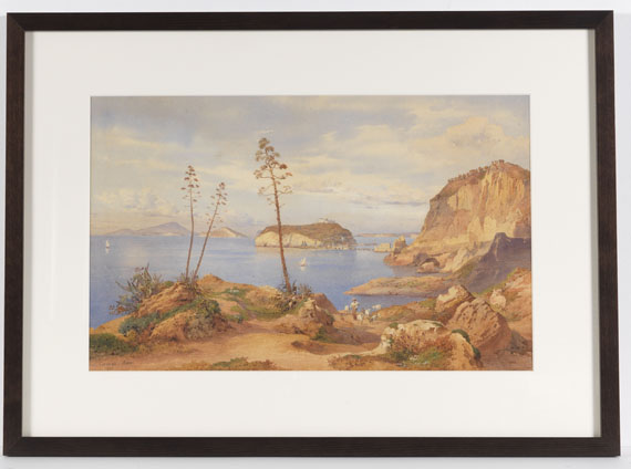 Salomon Corrodi - Blick auf die Insel Nisida im Golf von Pozzuoli - Image du cadre