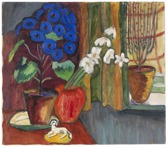 Gabriele Münter - Blaue Blume (Narzissen mit Zinerarie)