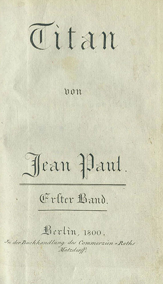 Jean Paul - Titan. 4 Bde. Dabei: Komischer Anhang. 2 Bde.