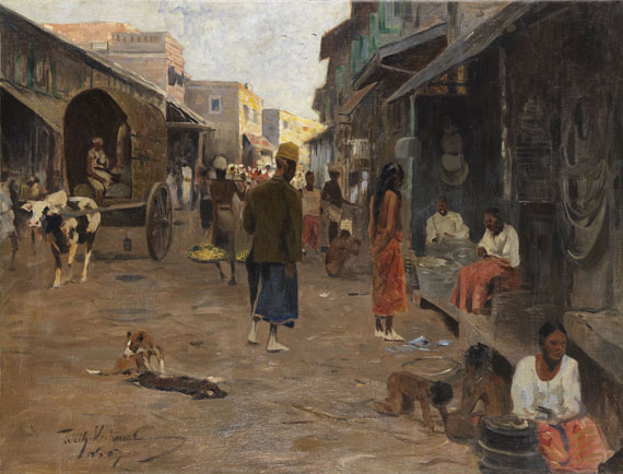 Wilhelm Kuhnert - Straßenszene auf Ceylon (Sri Lanka)