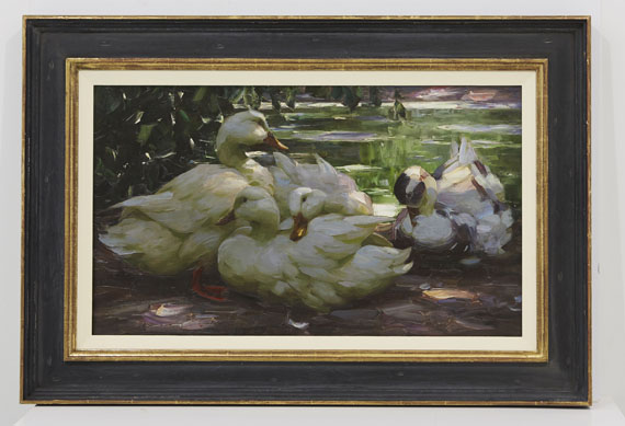 Alexander Koester - Enten am Ufer - Image du cadre