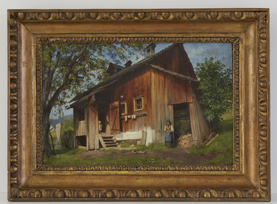 Eduard Schleich d. Ä. - Bauernhaus bei St. Alban am Ammersee - Image du cadre