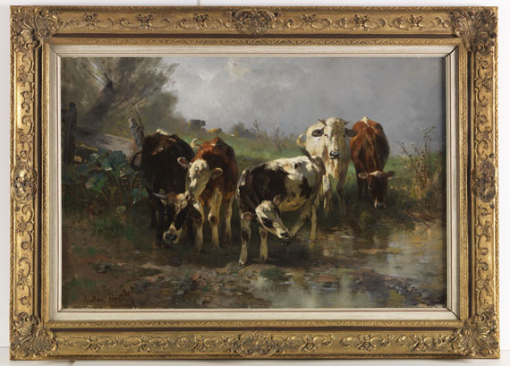 Anton Braith - Kühe am Wasser - Image du cadre