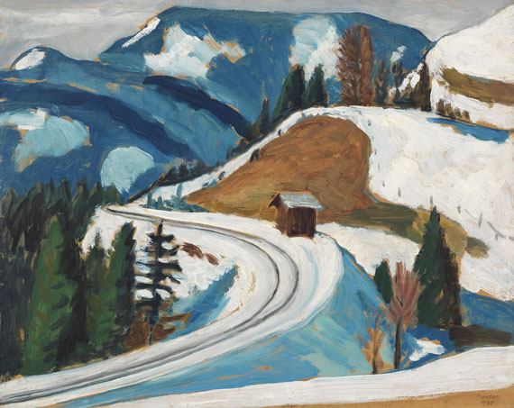 Gabriele Münter - Straßendurchstich im Winter (Naturstudie. Station Berggeist Schnee)