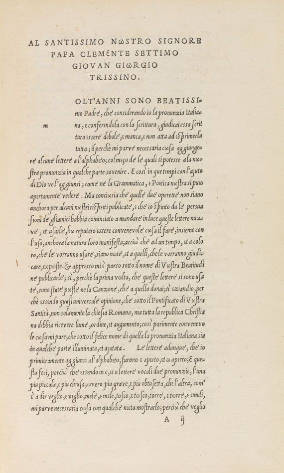 Gian Giorgio Trissino - Epistola de lingua Italiana. 1529. - Autre image