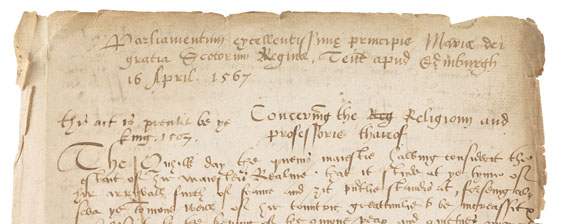 Mary Stuart - Ms. Parliament document (contemp. copy). Edinburgh 1567. - Autre image