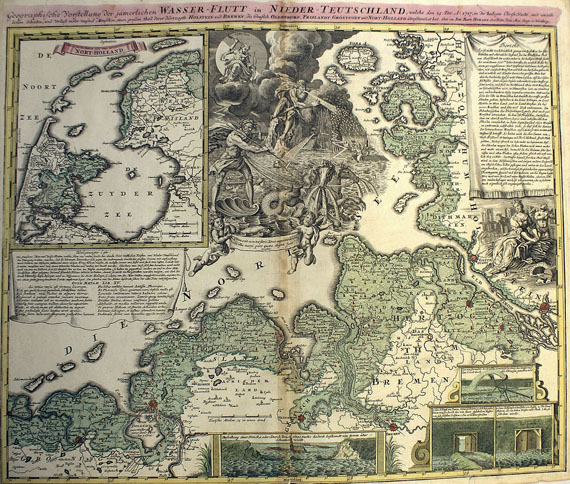 Norddeutschland - 1 Bl. Jämerliche Wasser-Flutt...1717 (J. B. Homann).