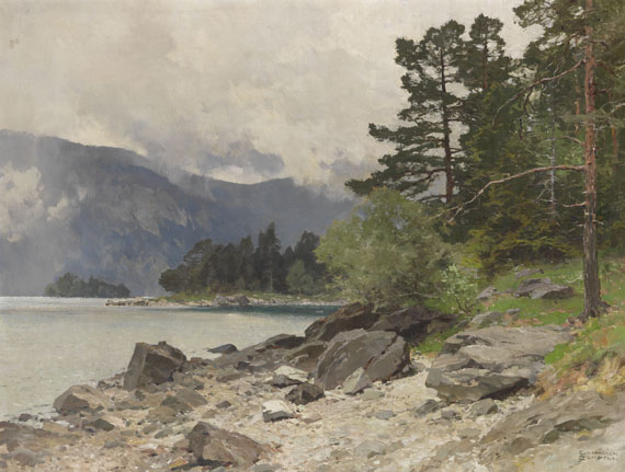 Edward Harrison Compton - Waldlandschaft mit Seeufer (Eibsee)