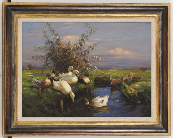 Alexander Koester - Sieben Enten am Graben - Image du cadre