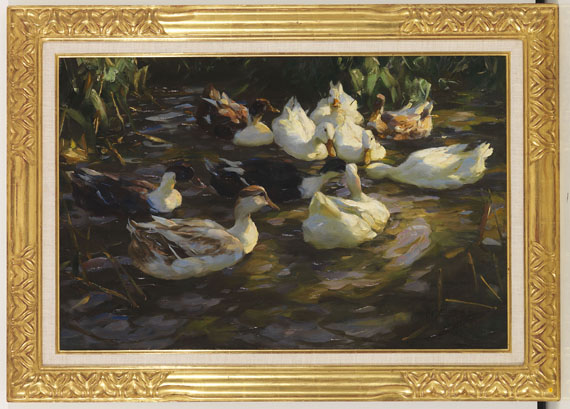 Alexander Koester - Enten im Teich (Enten am Bach) - Image du cadre