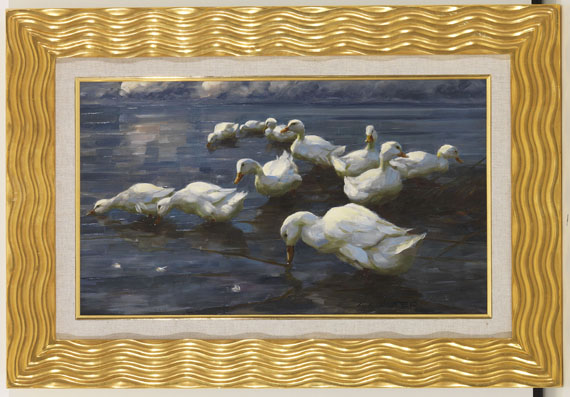 Alexander Koester - Enten am Seeufer - Image du cadre