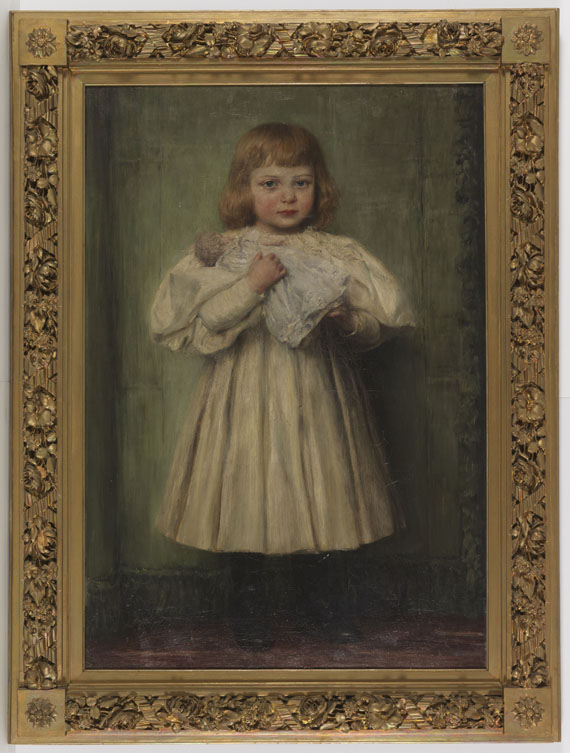 Wilhelm Carl Räuber - Mädchen mit Puppe (Die Adoptivtochter des Künstlers) - Image du cadre