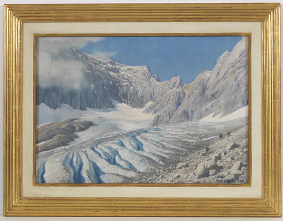 Rudolf Reschreiter - Auf dem Höllentalgletscher (mit Blick auf die Zugspitze) - Image du cadre