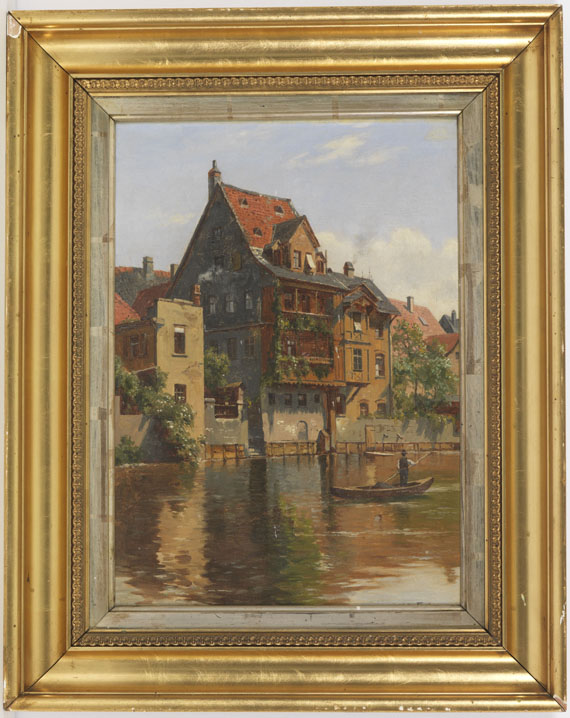 August Fischer - 2 Gemälde: Ansichten von Nürnberg - Image du cadre