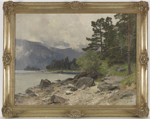 Edward Harrison Compton - Waldlandschaft mit Seeufer (Eibsee) - Image du cadre