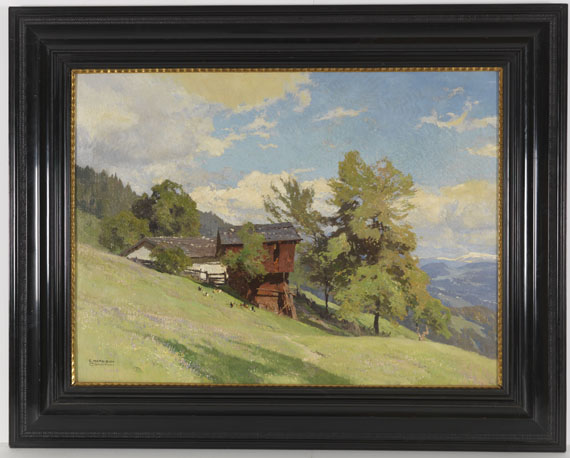 Edward Harrison Compton - Berghof mit weitem Blick ins Tal - Image du cadre