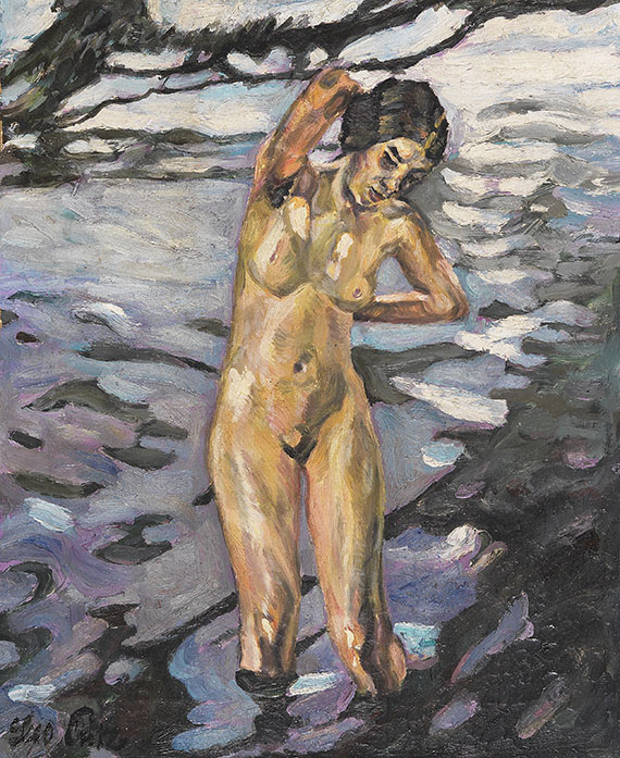 Leo Putz - Badende, stehender weiblicher Akt