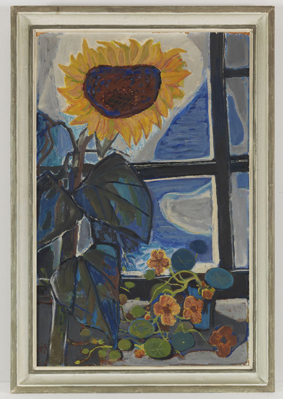 Otto Dix - Sonnenblume am Atelierfenster - Image du cadre