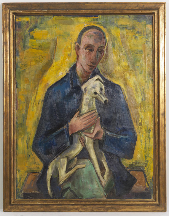 Karl Hofer - Mann (Jüngling) mit Hund - Image du cadre