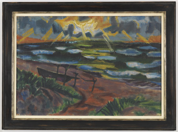 Hermann Max Pechstein - Stürmisches Wetter an der Ostsee (Beschienene Wellen) - Image du cadre