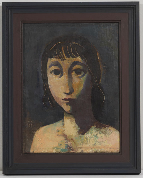 Karl Hofer - Mädchenkopf mit dunklem Haar - Image du cadre