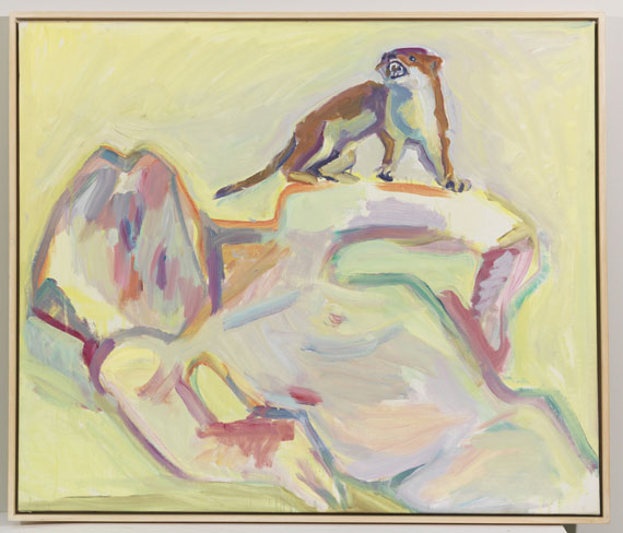 Maria Lassnig - Ich bin der Hlg. Franziskus der Waldtiere (Selbstporträt mit Marder) - Image du cadre