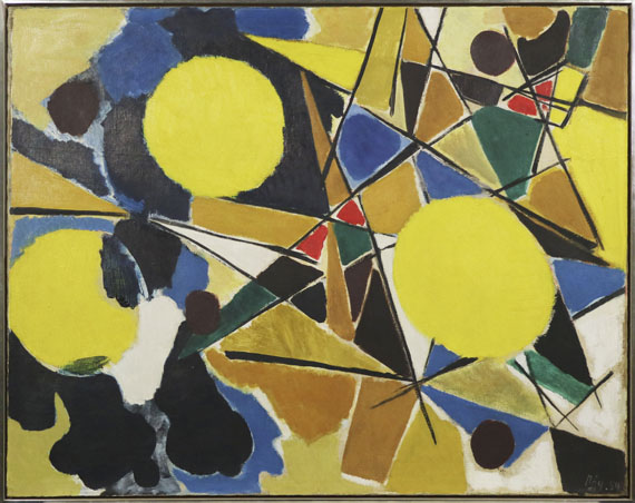 Ernst Wilhelm Nay - Drei gelbe Scheiben - Image du cadre