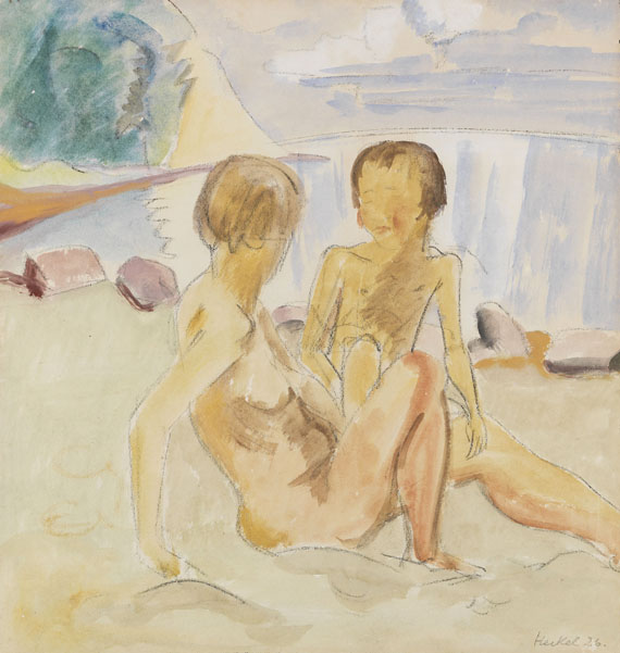 Erich Heckel - Frau und Kind am Strand