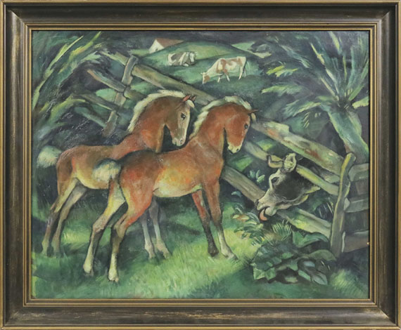 Harold Bengen - Zwei Fohlen und Kühe auf der Weide - Image du cadre